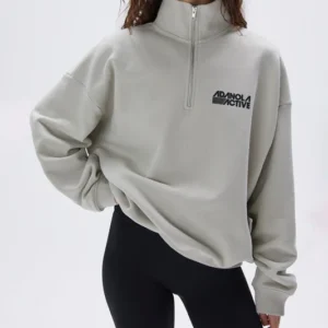 Retro Sports Oversized Funnel Neck Zip Sweatshirt