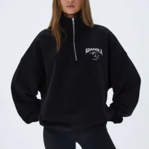 ADANOLA Outdoors Oversized Funnel Neck Zip Sweatshirt